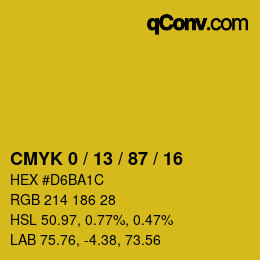カラーコード: CMYK 0 / 13 / 87 / 16 | qconv.com