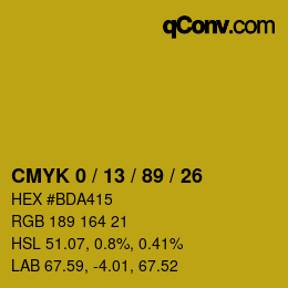 Color code: CMYK 0 / 13 / 89 / 26 | qconv.com