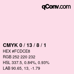 カラーコード: CMYK 0 / 13 / 8 / 1 | qconv.com