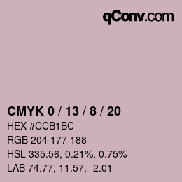 Color code: CMYK 0 / 13 / 8 / 20 | qconv.com