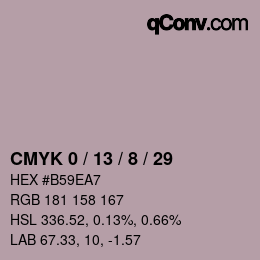 Farbcode: CMYK 0 / 13 / 8 / 29 | qconv.com