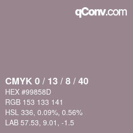 カラーコード: CMYK 0 / 13 / 8 / 40 | qconv.com