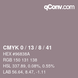 Color code: CMYK 0 / 13 / 8 / 41 | qconv.com