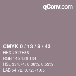 カラーコード: CMYK 0 / 13 / 8 / 43 | qconv.com