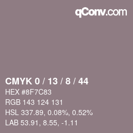 Color code: CMYK 0 / 13 / 8 / 44 | qconv.com