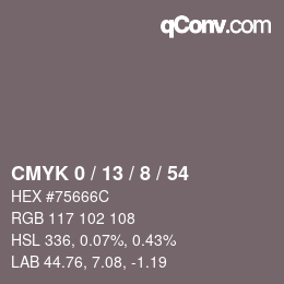 カラーコード: CMYK 0 / 13 / 8 / 54 | qconv.com