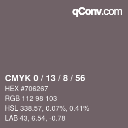 Color code: CMYK 0 / 13 / 8 / 56 | qconv.com