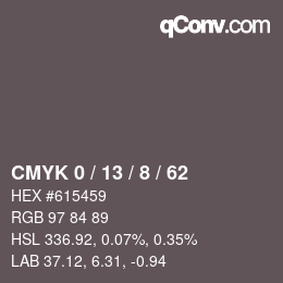 カラーコード: CMYK 0 / 13 / 8 / 62 | qconv.com