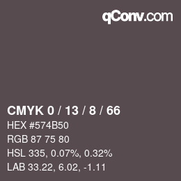 カラーコード: CMYK 0 / 13 / 8 / 66 | qconv.com