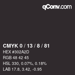 カラーコード: CMYK 0 / 13 / 8 / 81 | qconv.com