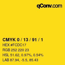 Color code: CMYK 0 / 13 / 91 / 1 | qconv.com