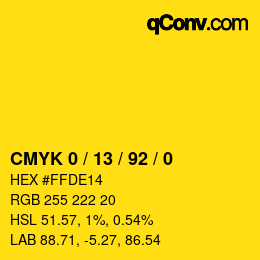 Color code: CMYK 0 / 13 / 92 / 0 | qconv.com