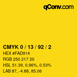 Color code: CMYK 0 / 13 / 92 / 2 | qconv.com