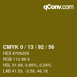 カラーコード: CMYK 0 / 13 / 92 / 56 | qconv.com