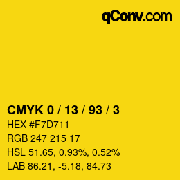 Color code: CMYK 0 / 13 / 93 / 3 | qconv.com