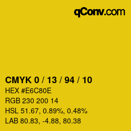 Color code: CMYK 0 / 13 / 94 / 10 | qconv.com