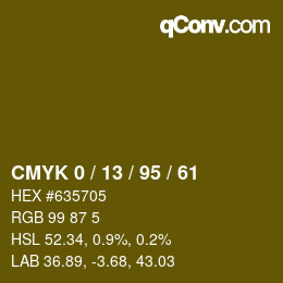 カラーコード: CMYK 0 / 13 / 95 / 61 | qconv.com