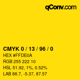 Color code: CMYK 0 / 13 / 96 / 0 | qconv.com