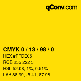 Color code: CMYK 0 / 13 / 98 / 0 | qconv.com