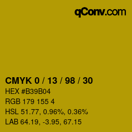 カラーコード: CMYK 0 / 13 / 98 / 30 | qconv.com