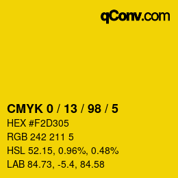 Color code: CMYK 0 / 13 / 98 / 5 | qconv.com