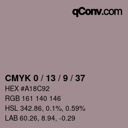 カラーコード: CMYK 0 / 13 / 9 / 37 | qconv.com