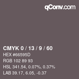 カラーコード: CMYK 0 / 13 / 9 / 60 | qconv.com