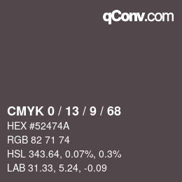 カラーコード: CMYK 0 / 13 / 9 / 68 | qconv.com