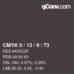 Color code: CMYK 0 / 13 / 9 / 73 | qconv.com