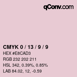 カラーコード: CMYK 0 / 13 / 9 / 9 | qconv.com