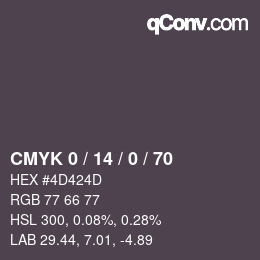 Color code: CMYK 0 / 14 / 0 / 70 | qconv.com