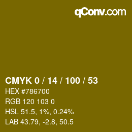 颜色代码: CMYK 0 / 14 / 100 / 53 | qconv.com