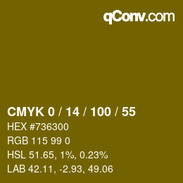 颜色代码: CMYK 0 / 14 / 100 / 55 | qconv.com