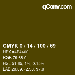 颜色代码: CMYK 0 / 14 / 100 / 69 | qconv.com