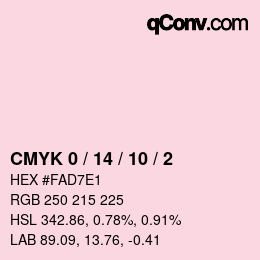 カラーコード: CMYK 0 / 14 / 10 / 2 | qconv.com