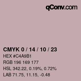 颜色代码: CMYK 0 / 14 / 10 / 23 | qconv.com