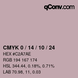カラーコード: CMYK 0 / 14 / 10 / 24 | qconv.com