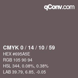 カラーコード: CMYK 0 / 14 / 10 / 59 | qconv.com