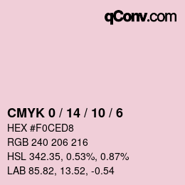 カラーコード: CMYK 0 / 14 / 10 / 6 | qconv.com