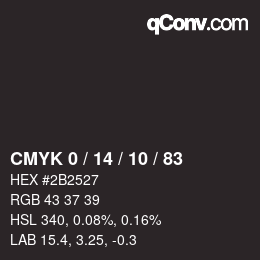 Color code: CMYK 0 / 14 / 10 / 83 | qconv.com