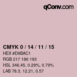 カラーコード: CMYK 0 / 14 / 11 / 15 | qconv.com