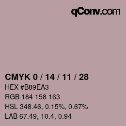カラーコード: CMYK 0 / 14 / 11 / 28 | qconv.com