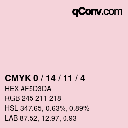 カラーコード: CMYK 0 / 14 / 11 / 4 | qconv.com