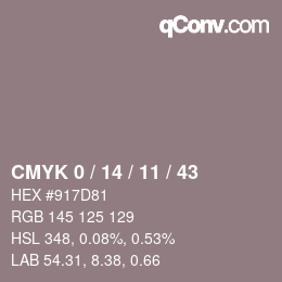Color code: CMYK 0 / 14 / 11 / 43 | qconv.com