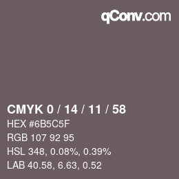 Farbcode: CMYK 0 / 14 / 11 / 58 | qconv.com