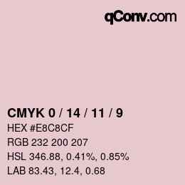 カラーコード: CMYK 0 / 14 / 11 / 9 | qconv.com
