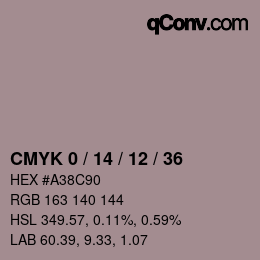 カラーコード: CMYK 0 / 14 / 12 / 36 | qconv.com