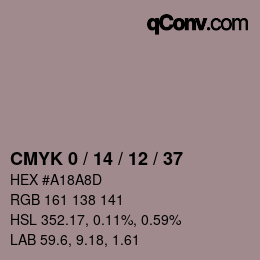 カラーコード: CMYK 0 / 14 / 12 / 37 | qconv.com