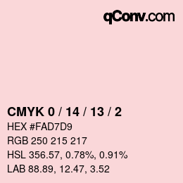 カラーコード: CMYK 0 / 14 / 13 / 2 | qconv.com