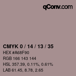カラーコード: CMYK 0 / 14 / 13 / 35 | qconv.com